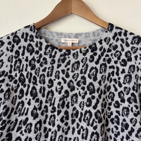 Rebecca Taylor Wildcat Fade Animal Print Cashmere Blend Sweater Medium - Picture 2 of 9